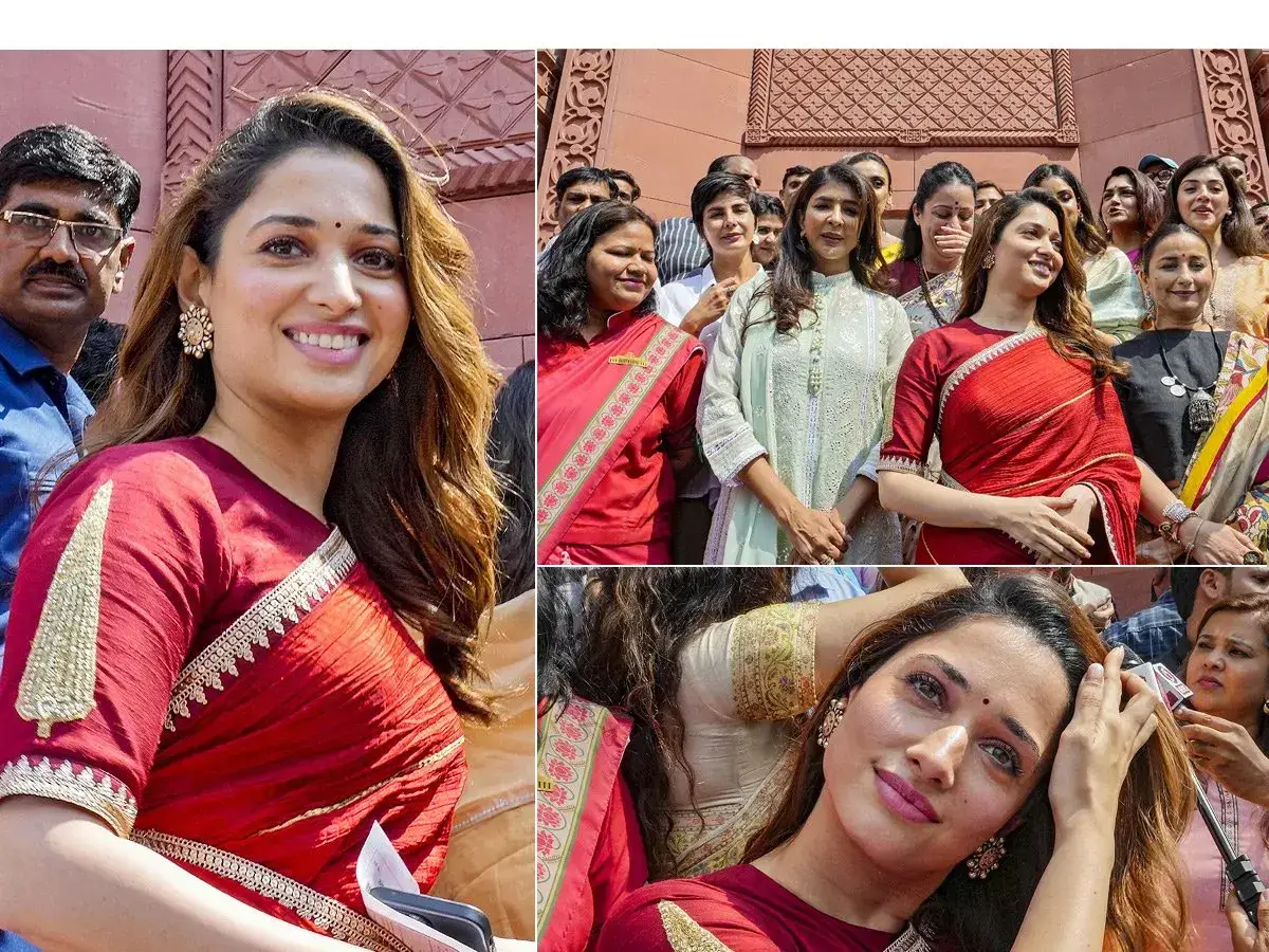 INDIAN ACTRESS TAMANNAAH BHATIA IMAGES IN TRADITIONAL RED SAREE 2